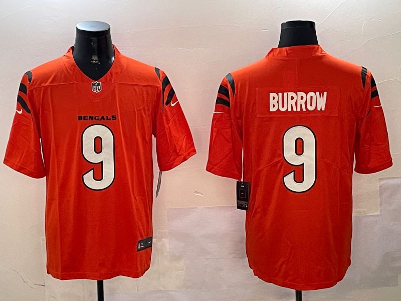 Men Cincinnati Bengals #9 Burrow Orange Second generation 2024 Nike Limited NFL Jersey style 1->cincinnati bengals->NFL Jersey